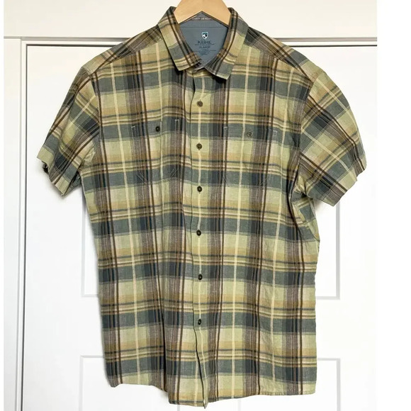 KUHL Men’s Skorpio Linen Plaid Performance Short Sleeve Button Up Shirt XL - Picture 1 of 7
